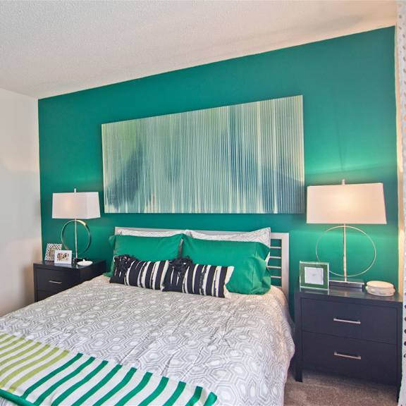 model bedroom at lakecrest apartments, prg real estate management, greenville, 29615