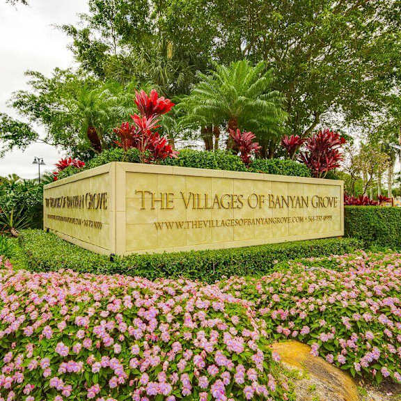 entrance sign at the villagesapartment  of banyan grove apartments in boynton beach fl