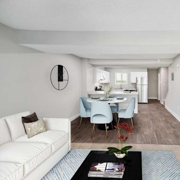 living room at lakecrest apartments, prg real estate management, greenville, sc