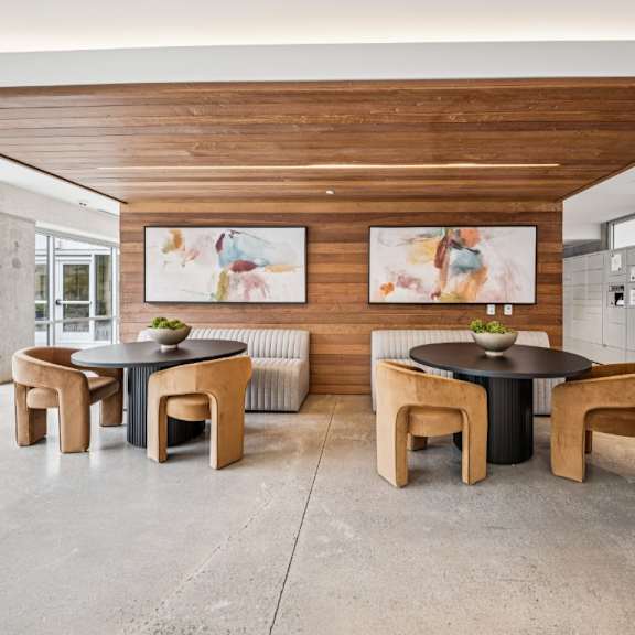 seating area inside locks tower lobby lounge in richmond, virginia