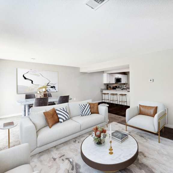 spacious living room at lakecrest apartments, prg real estate management, greenville, sc