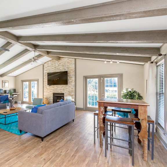 clubroom with smart tv at edgemont  apartments, prg real estate, south carolina, 29615