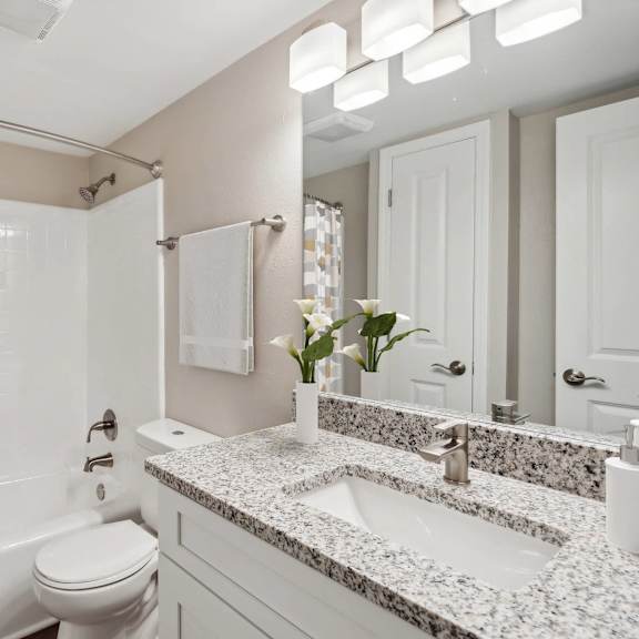 a bathroom with a shower toilet and sink at lake johnson mews, raleigh, 27606