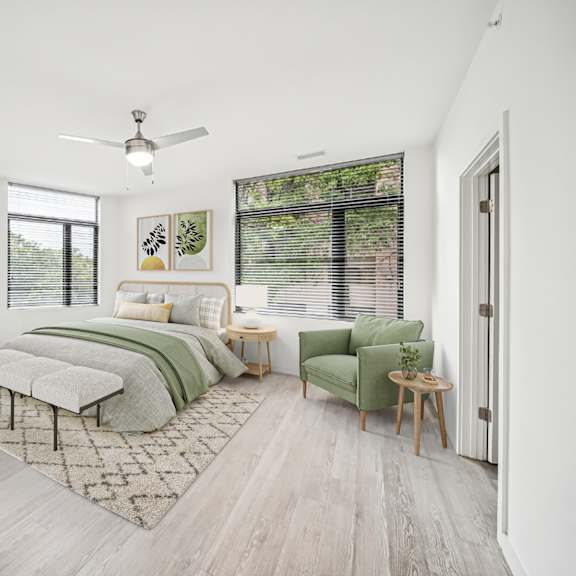 spacious bedroom at the locks tower, richmond, virginia