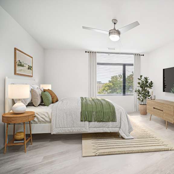 bedroom with tv at the locks tower, richmond