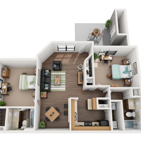 Thumbnail 1 of 7 The Carolina 2 Beds 2 Baths Floor Plan at Chapel View Apartments in Chapel Hill, NC