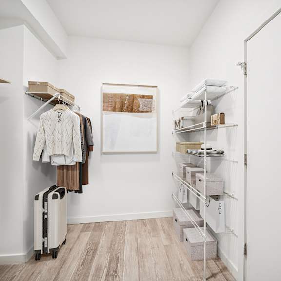a walk in closet at the locks tower, richmond, virginia