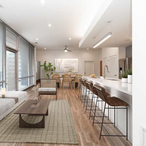 living area with dining at the locks tower, richmond, 23219
