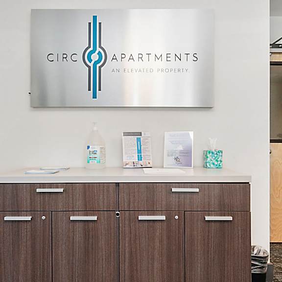 property sign and awards at circ apartments, richmond, va, 23220