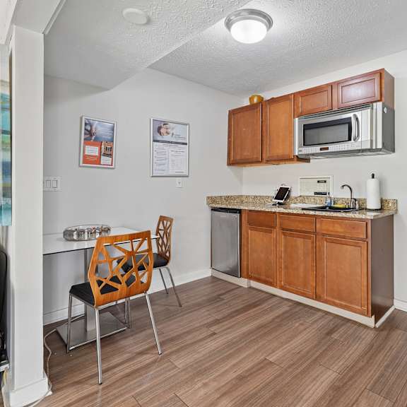kitchen area at the grove at lyndon apartments louisville ky
