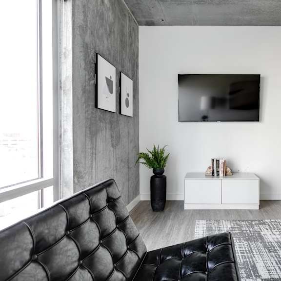 living room with tv at the locks tower, virginia