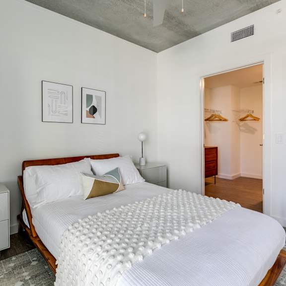 bedroom interior at the locks tower, richmond, virginia