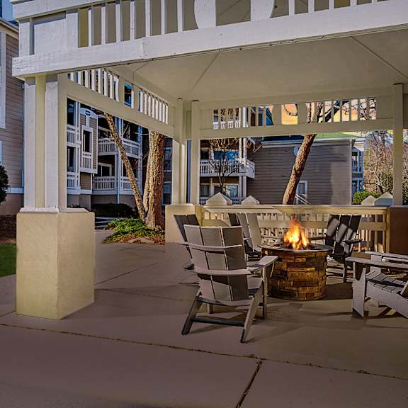 outdoor firepit place at beacon ridge apartments, prg real estate management, greenville, 29615