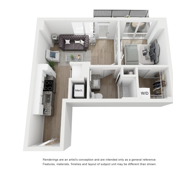 Thumbnail 1 of 2 1 bed 1 bath A7 Floor Plan at Link Apartments® H Street, Washington, DC
