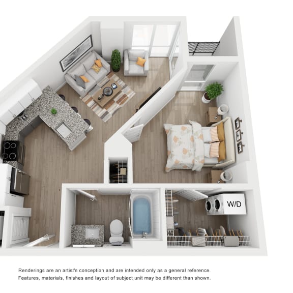 Thumbnail 1 of 2 1 bed 1 bath A8 Floor Plan at Link Apartments® H Street, Washington, Washington