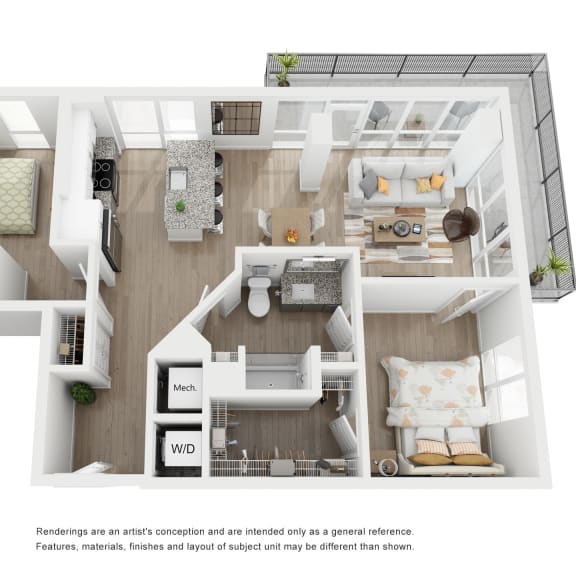 Thumbnail 1 of 2 1 bed 1 bath AD2 Floor Plan at Link Apartments® H Street, Washington, 20002