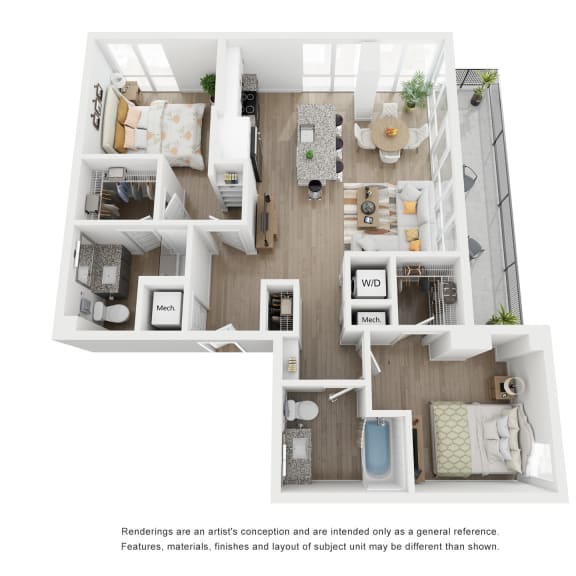 Thumbnail 1 of 2 2 bed 2 bath B3 Floor Plan at Link Apartments® H Street, Washington