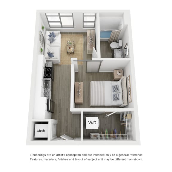 Thumbnail 1 of 2 One bed one bath floor plan at Link Apartments® Broad Ave, Memphis, TN, 38112
