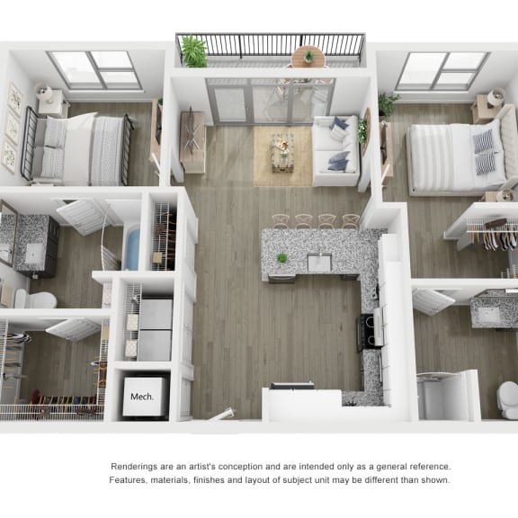 Thumbnail 1 of 2 Two bedroom 2 bathroom floor plan F at Link Apartments® Broad Ave, Tennessee, 38112