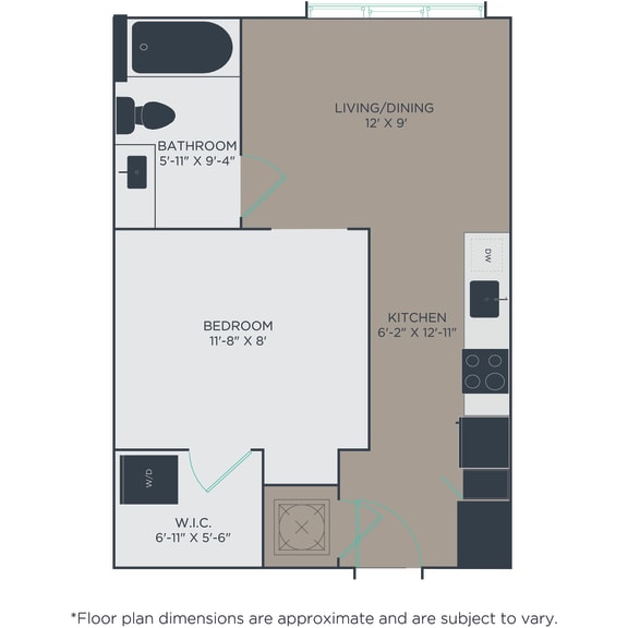 Thumbnail 2 of 2 1 bed 1 bath A1 Floor Plan at Link Apartments® H Street, Washington, 20002