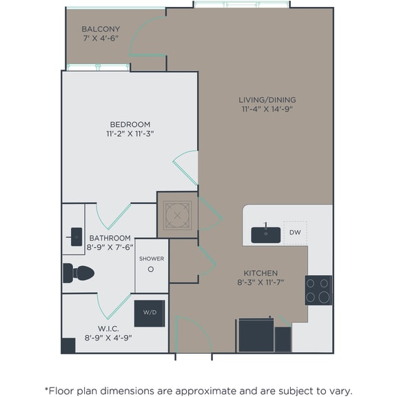 Thumbnail 2 of 2 1 bed 1 bath A2 Floor Plan at Link Apartments® H Street, Washington