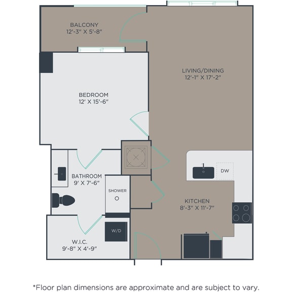 Thumbnail 2 of 2 1 bed 1 bath A2 Alt Floor Plan at Link Apartments® H Street, Washington