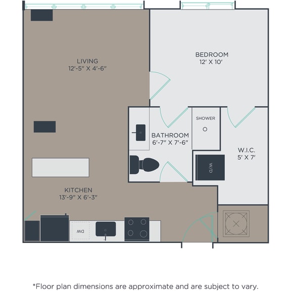 Thumbnail 2 of 2 1 bed 1 bath A3 Floor Plan at Link Apartments® H Street, Washington, 20002