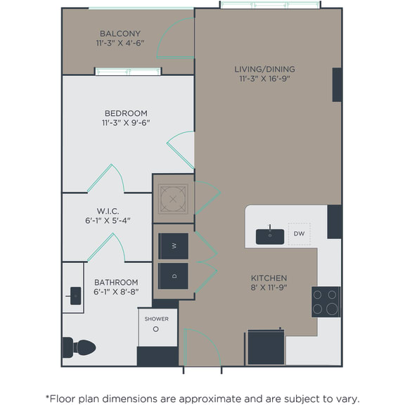 Thumbnail 2 of 2 1 bed 1 bath A5A Floor Plan at Link Apartments® H Street, Washington, Washington