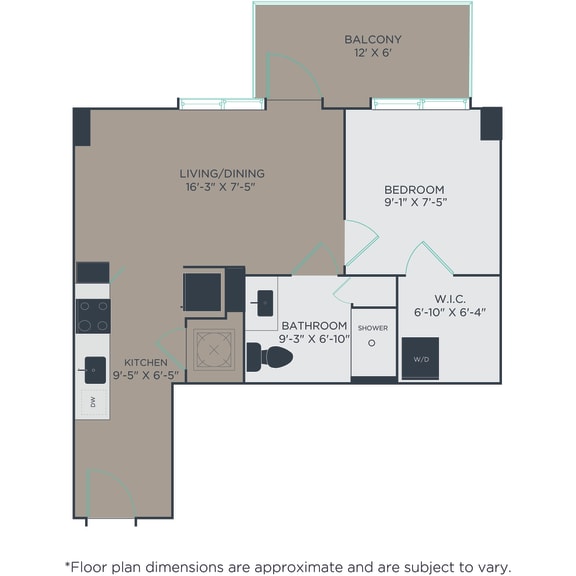Thumbnail 2 of 2 1 bed 1 bath A7 Floor Plan at Link Apartments® H Street, Washington, DC, 20002