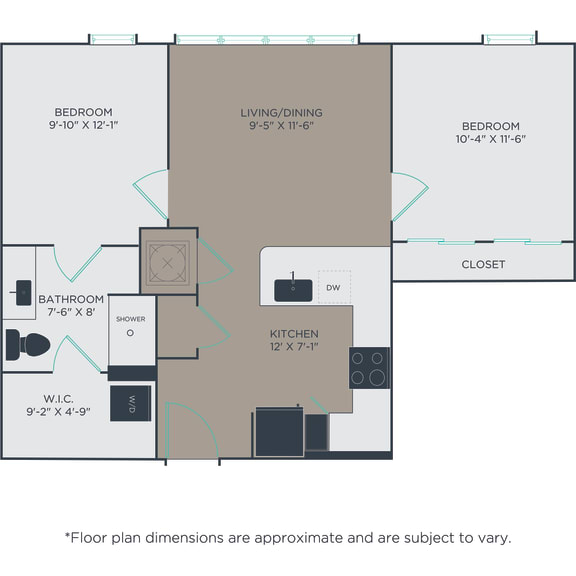 Thumbnail 2 of 2 1 bed 1 bath AD1 Floor Plan at Link Apartments® H Street, Washington