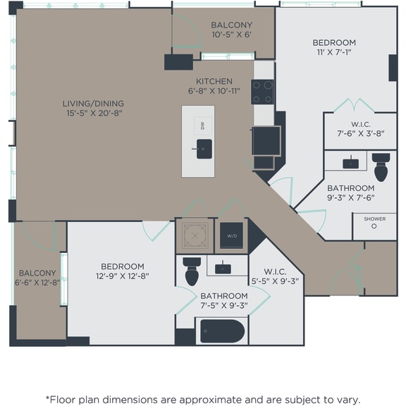 Thumbnail 2 of 2 2 bed 2 bath B2 Floor Plan at Link Apartments® H Street, Washington