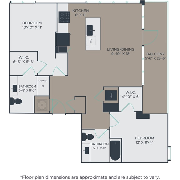 Thumbnail 2 of 2 2 bed 2 bath B3 Floor Plan at Link Apartments® H Street, Washington, 20002