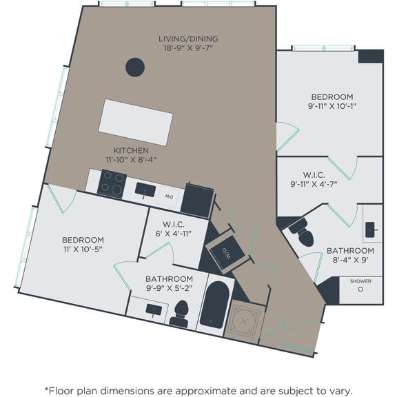 Thumbnail 2 of 2 2 bed 2 bath B4 Floor Plan at Link Apartments® H Street, Washington, DC, 20002