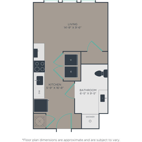 Thumbnail 2 of 2 Floor plan for studio, 1 bath apartment at Link Apartments Broad Ave in Memphis, TN.  at Link Apartments® Broad Ave, Memphis