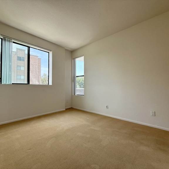 Thumbnail 22 of 27 Empty room with carpeted floor and two windows.