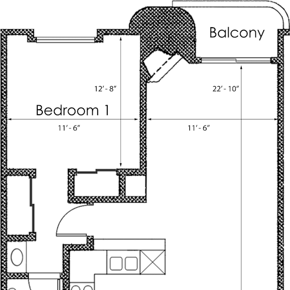Thumbnail 3 of 3 1 bed 1 bath X04 Floor Plan at Midvale Court, Los Angeles, CA, 90024