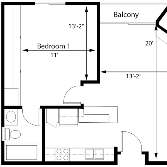 Thumbnail 1 of 24 1 bedroom 1 bath C at Midvale Towers Apartments Westwood, Los Angeles, California