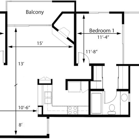 Thumbnail 1 of 8 2 bedroom 2 bath B at Midvale Towers Apartments Westwood, Los Angeles, CA