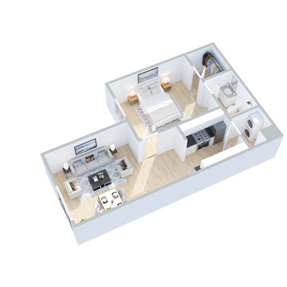 Thumbnail 2 of 2 A 3D model of a house with two floors and a basement.