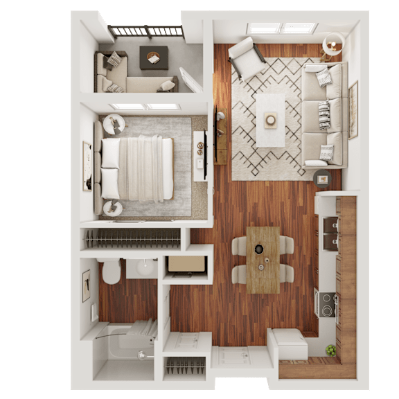 Thumbnail 2 of 2 1 bed 1 bath floor plan at Portola Senior Apartments, Carlsbad, California