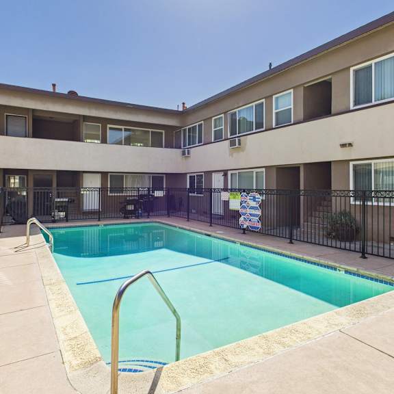 a swimming pool in a residential building.