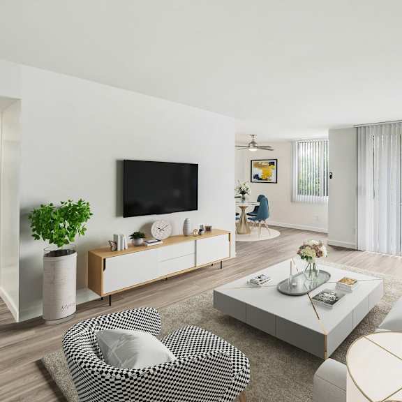 a living room with a couch and a coffee table