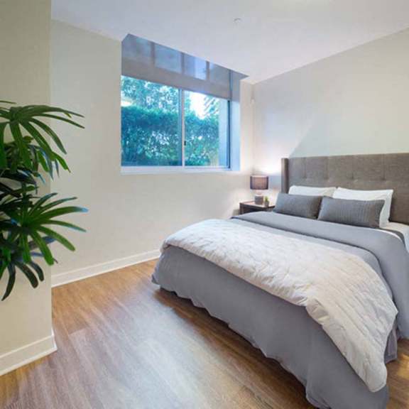 Thumbnail 3 of 4 a bedroom with a bed and a window at Wilshire Margot, Los Angeles, CA 90024