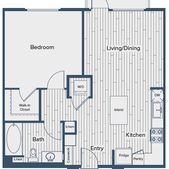 Thumbnail 1 of 2 A floor plan of a one bedroom apartment with one bath and an approximate size of 803 square feet.