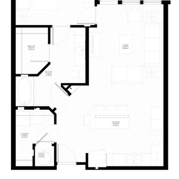Thumbnail 2 of 2 Unit A2 Balcony 1-bedroom, 1-bath 803 sqft floor plan at Canopy Park Apartments, Pelham, AL