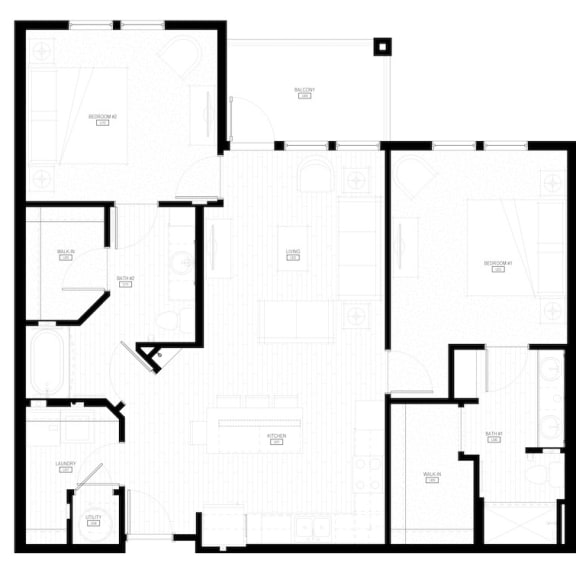 Thumbnail 2 of 2 Unit B2 Balcony 2-bedroom, 2-bath 1,144 sqft floor plan at Canopy Park Apartments, Alabama