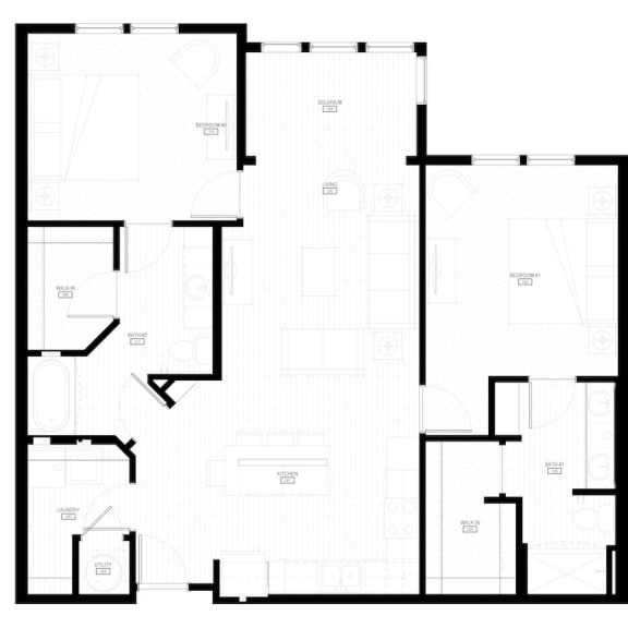 Thumbnail 2 of 2 Unit B2 Solarium 2-bedroom, 2-bath 1,223 sqft floor plan at Canopy Park Apartments, Alabama, 35124