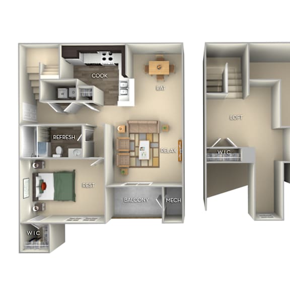 Thumbnail 1 of 2 Dogwood Woodland Park 1 bedroom 1 bath furnished floor plan apartment in Herndon VA