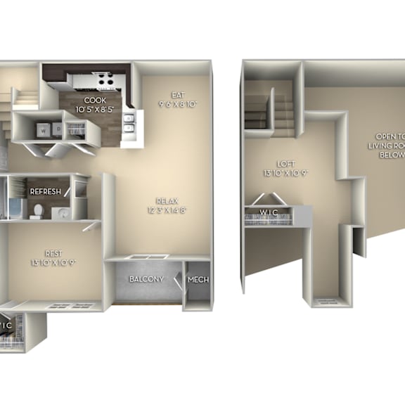 Thumbnail 2 of 2 Dogwood Loft Woodland Park 2 bedroom 1 bath unfurnished floor plan apartment in Herndon VA