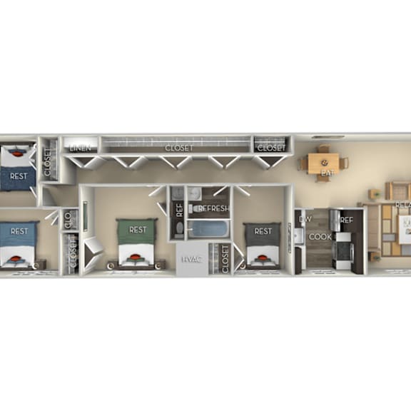 Thumbnail 1 of 2 1175 Square-Feet 4 bedroom 1andhalf unfurnished floor plan at Dulles Glen, Virginia